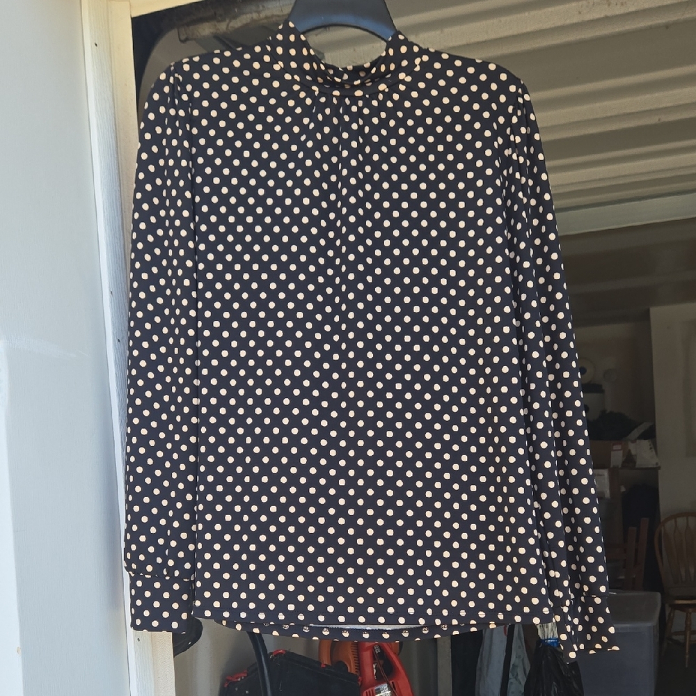 Perseption Black and Cream Polka Dot Blouse